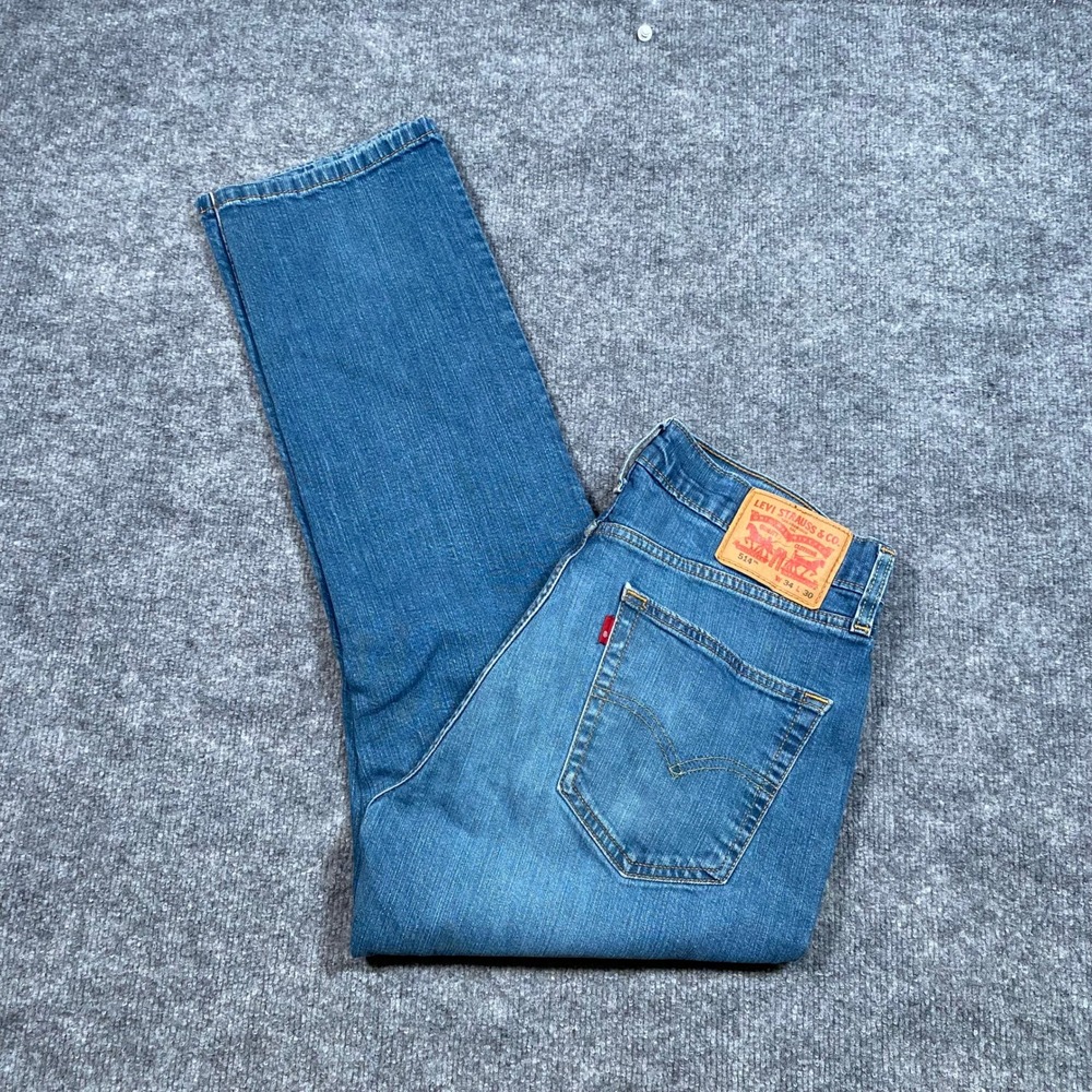 Levi's 514 Straight Fit Mens Jeans Medium Wash Blue Denim 34x30 (Actual 32x27)